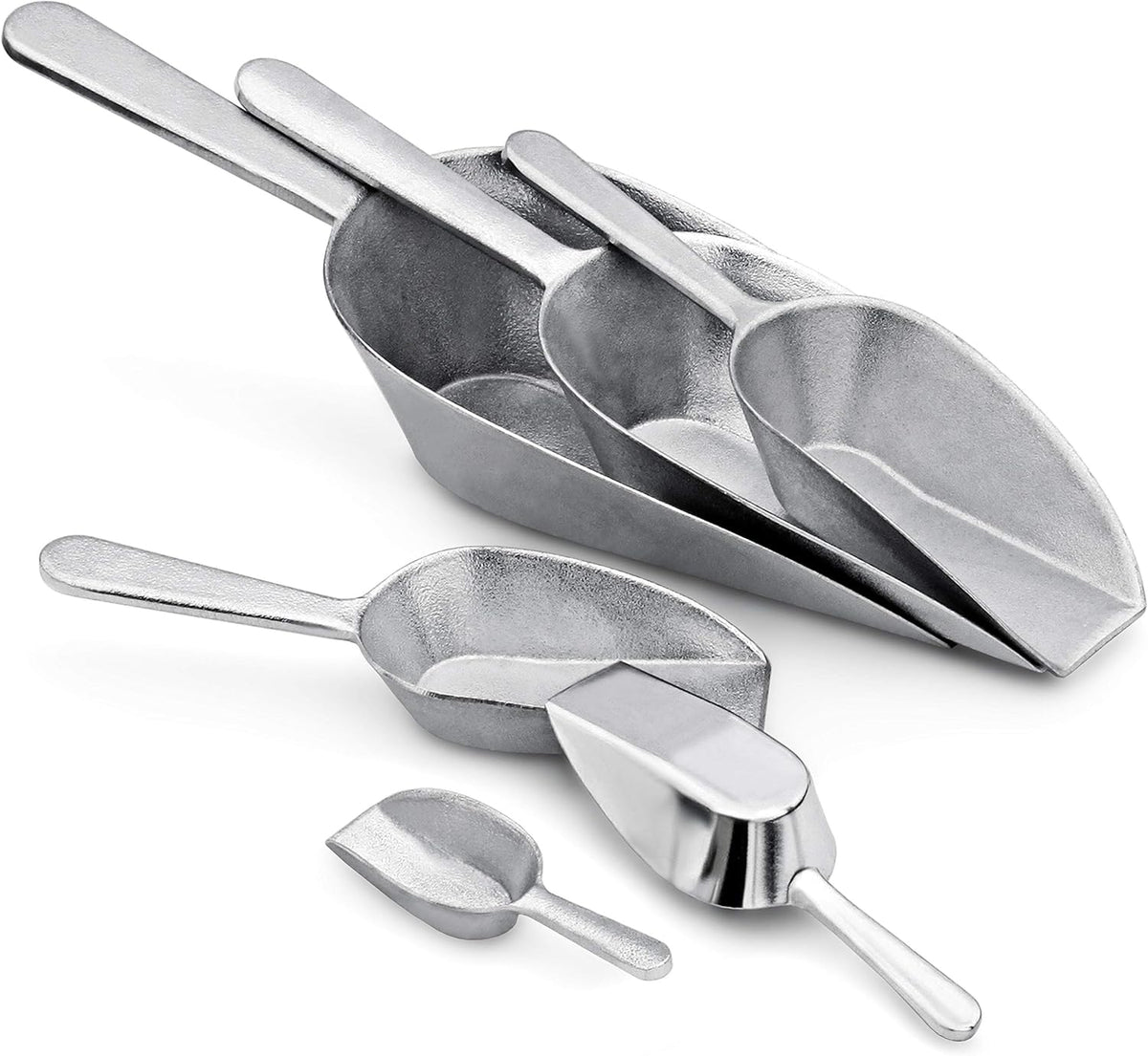 Cast Aluminum Flat Bottom Utility Scoop, 1oz, Silver