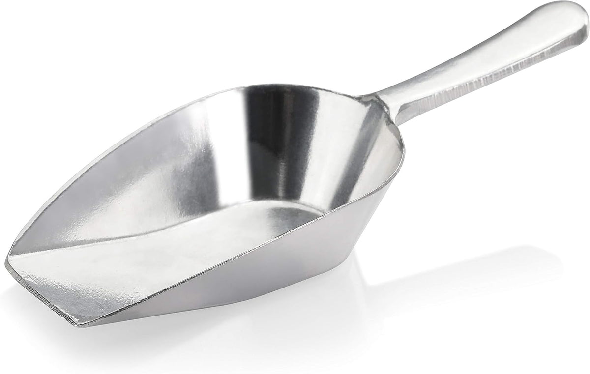 Cast Aluminum Flat Bottom Utility Scoop, 1oz, Silver