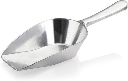 Cast Aluminum Flat Bottom Utility Scoop, 1oz, Silver