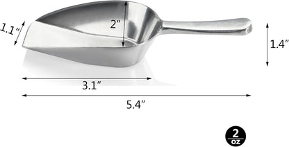 Cast Aluminum Flat Bottom Utility Scoop, 1oz, Silver