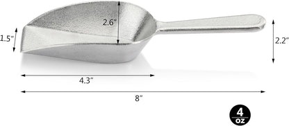 Cast Aluminum Flat Bottom Utility Scoop, 1oz, Silver