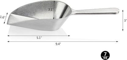 Cast Aluminum Flat Bottom Utility Scoop, 1oz, Silver