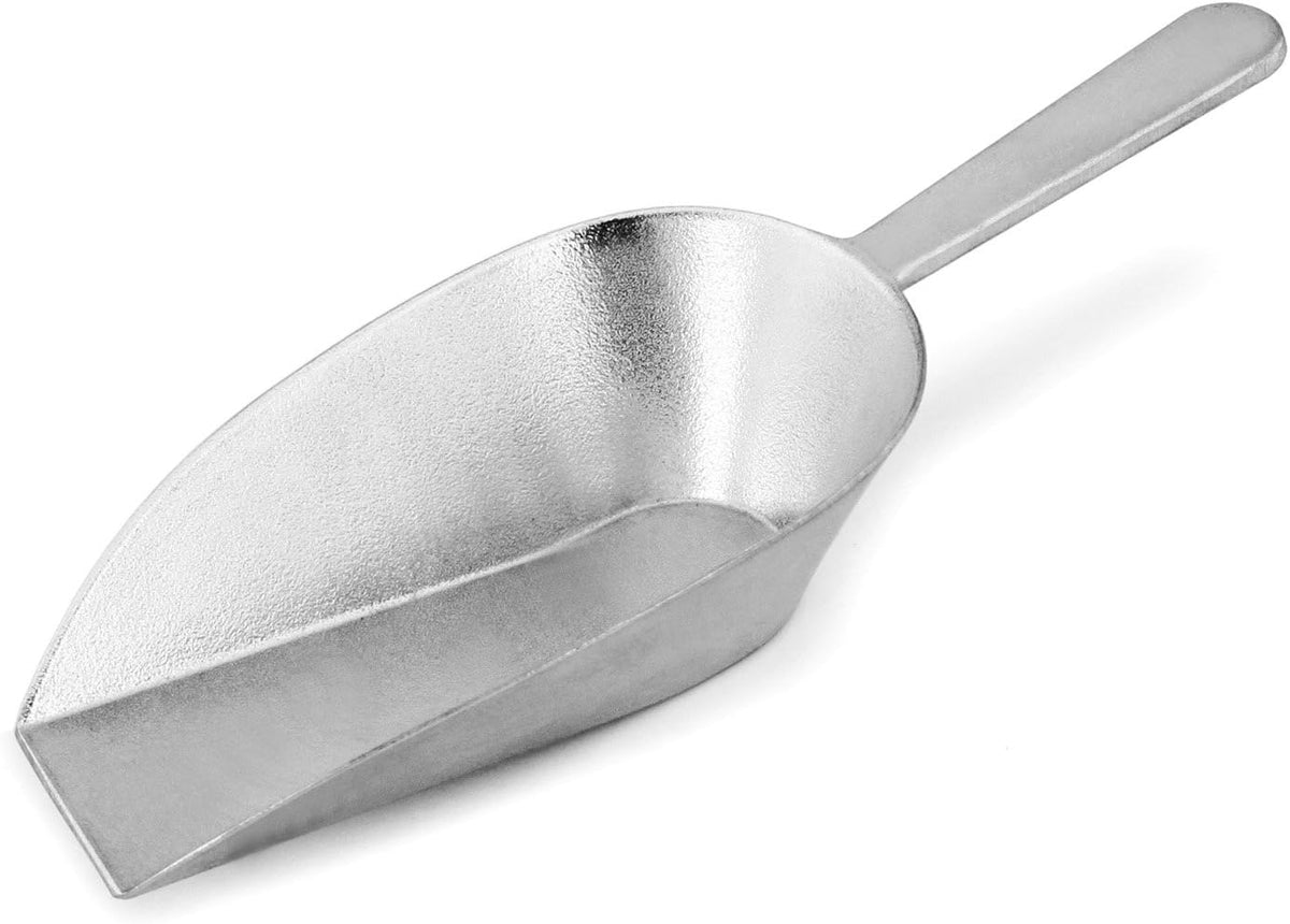 Cast Aluminum Flat Bottom Utility Scoop, 1oz, Silver