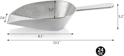 Cast Aluminum Flat Bottom Utility Scoop, 1oz, Silver