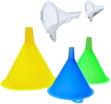 Funnels Variety Set of 5 Mini, Small to Larg Plastic Funnel for Kitchen Liquid Spices Powder Cosmetic Lotion Essential Oils