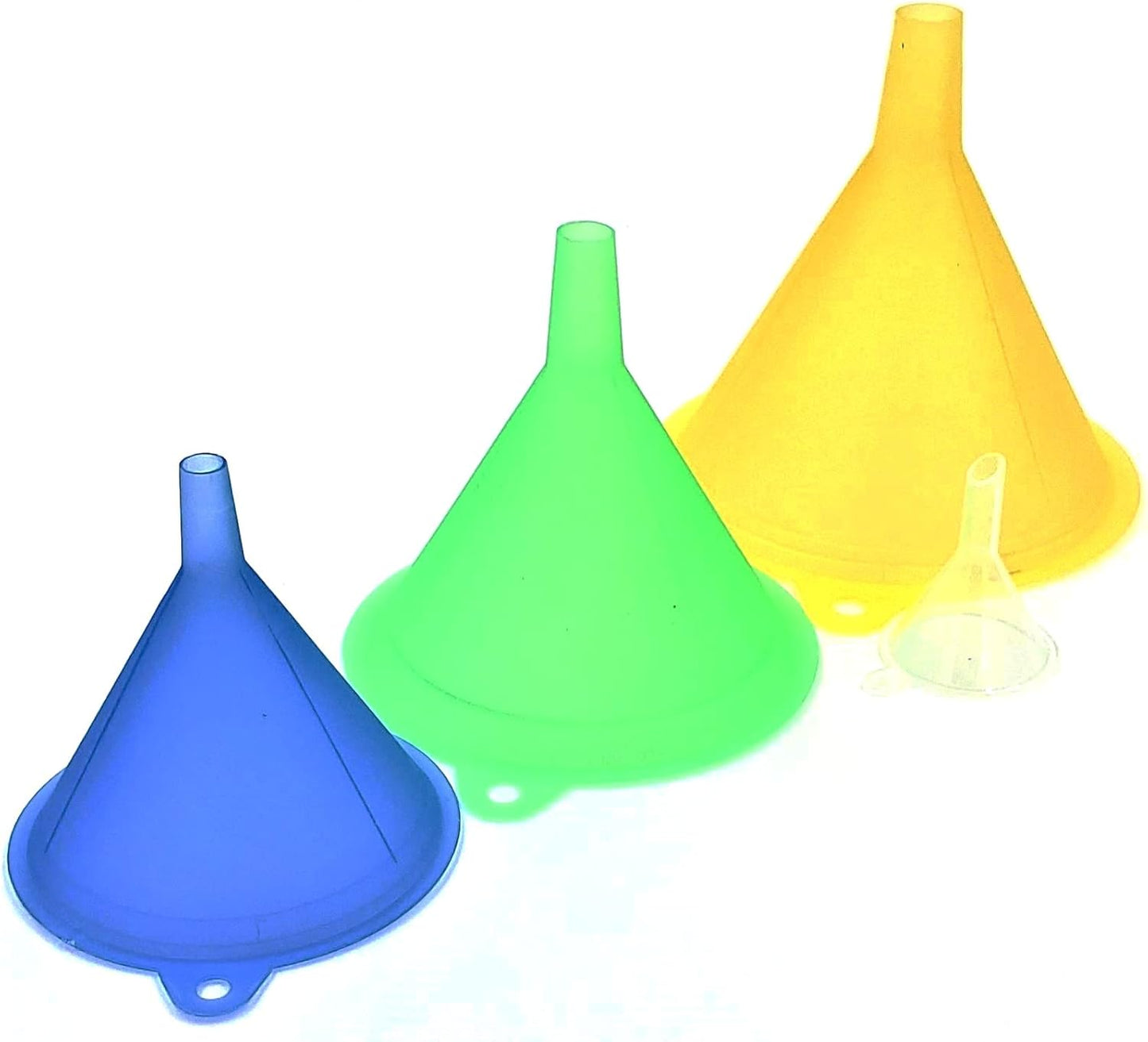 Funnels Variety Set of 5 Mini, Small to Larg Plastic Funnel for Kitchen Liquid Spices Powder Cosmetic Lotion Essential Oils