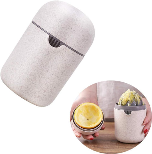 2 in 1 Manual Citrus Juicer with Rotary Lid, 8-Blade Hand Squeezer with Strainer & Container （White）
