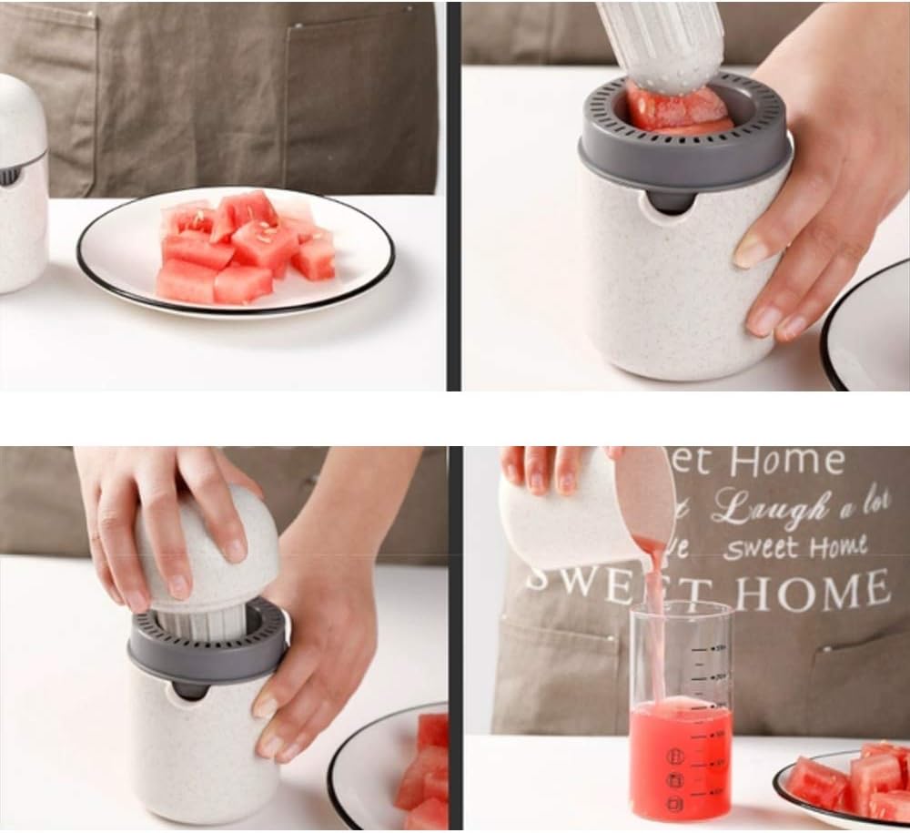 2 in 1 Manual Citrus Juicer with Rotary Lid, 8-Blade Hand Squeezer with Strainer & Container （White）