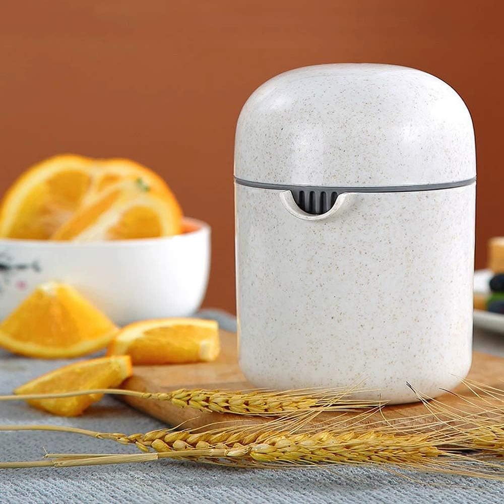 2 in 1 Manual Citrus Juicer with Rotary Lid, 8-Blade Hand Squeezer with Strainer & Container （White）