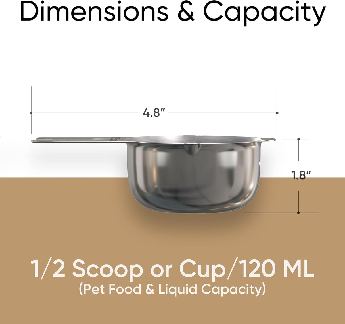Color Up 2 Scoop (2 Cup / 480 ml) Stainless Steel Pet Food Measuring Scoop for Dogs, Cats, Rabbits & Birds – Dual Pour Spouts, Ergonomic Handle, Dishwasher Safe