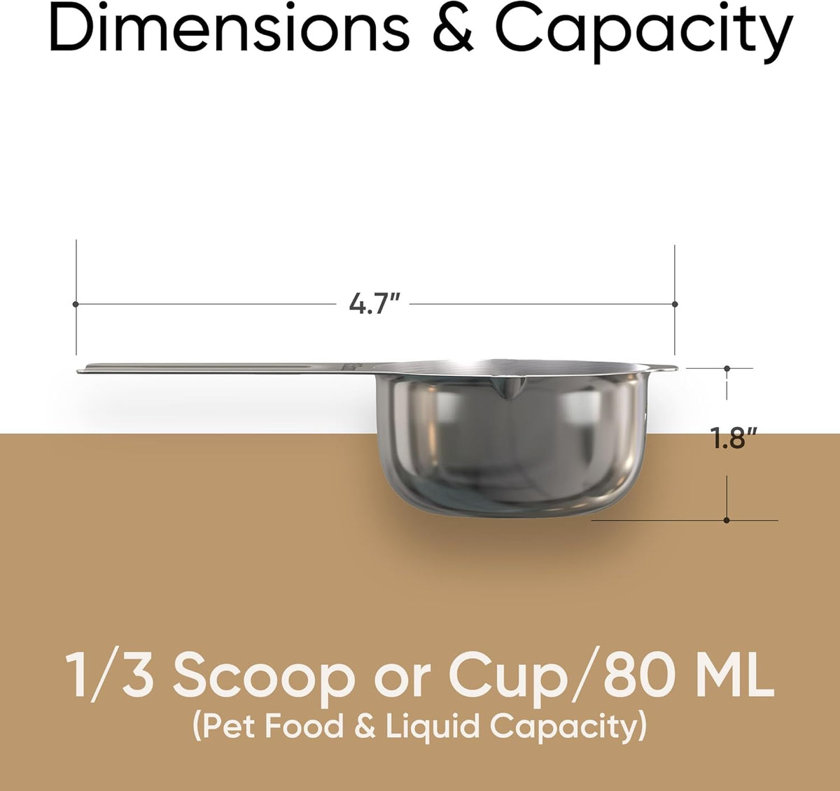 Color Up 2 Scoop (2 Cup / 480 ml) Stainless Steel Pet Food Measuring Scoop for Dogs, Cats, Rabbits & Birds – Dual Pour Spouts, Ergonomic Handle, Dishwasher Safe