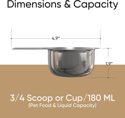 Color Up 2 Scoop (2 Cup / 480 ml) Stainless Steel Pet Food Measuring Scoop for Dogs, Cats, Rabbits & Birds – Dual Pour Spouts, Ergonomic Handle, Dishwasher Safe