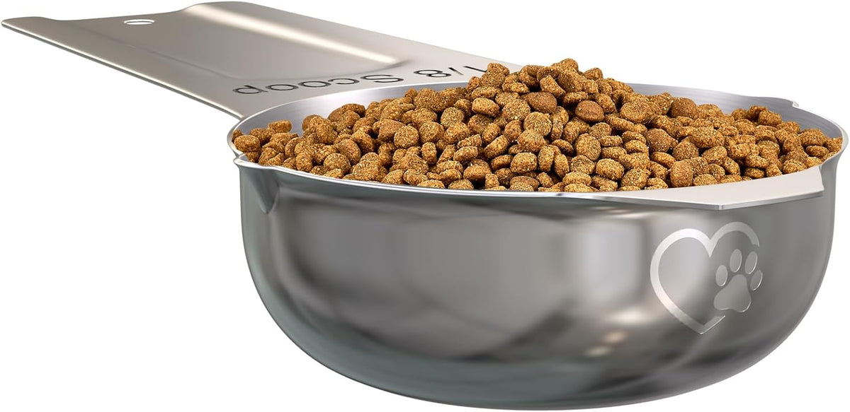 Color Up 2 Scoop (2 Cup / 480 ml) Stainless Steel Pet Food Measuring Scoop for Dogs, Cats, Rabbits & Birds – Dual Pour Spouts, Ergonomic Handle, Dishwasher Safe