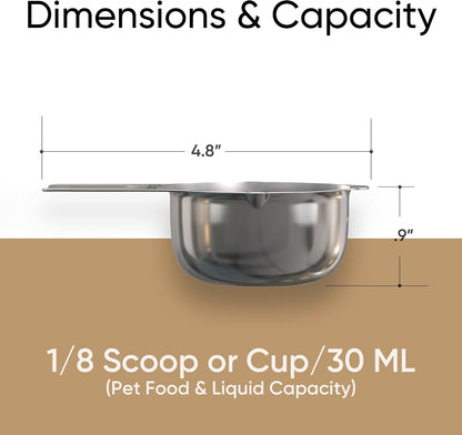 Color Up 2 Scoop (2 Cup / 480 ml) Stainless Steel Pet Food Measuring Scoop for Dogs, Cats, Rabbits & Birds – Dual Pour Spouts, Ergonomic Handle, Dishwasher Safe