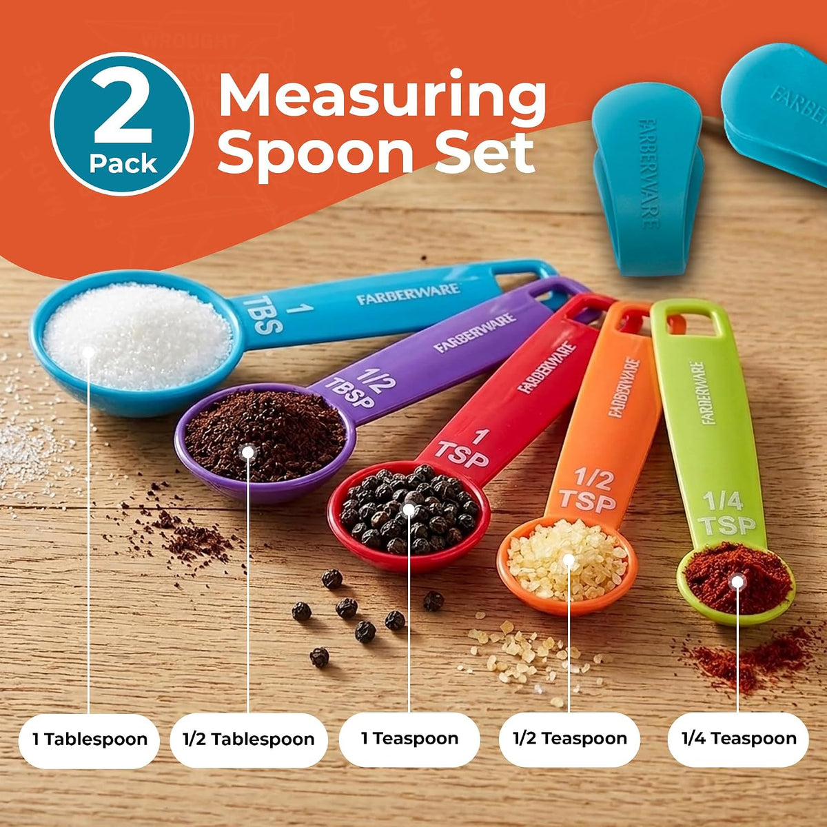 – Professional – Measuring Spoons – Set of 5 (2-Pack)