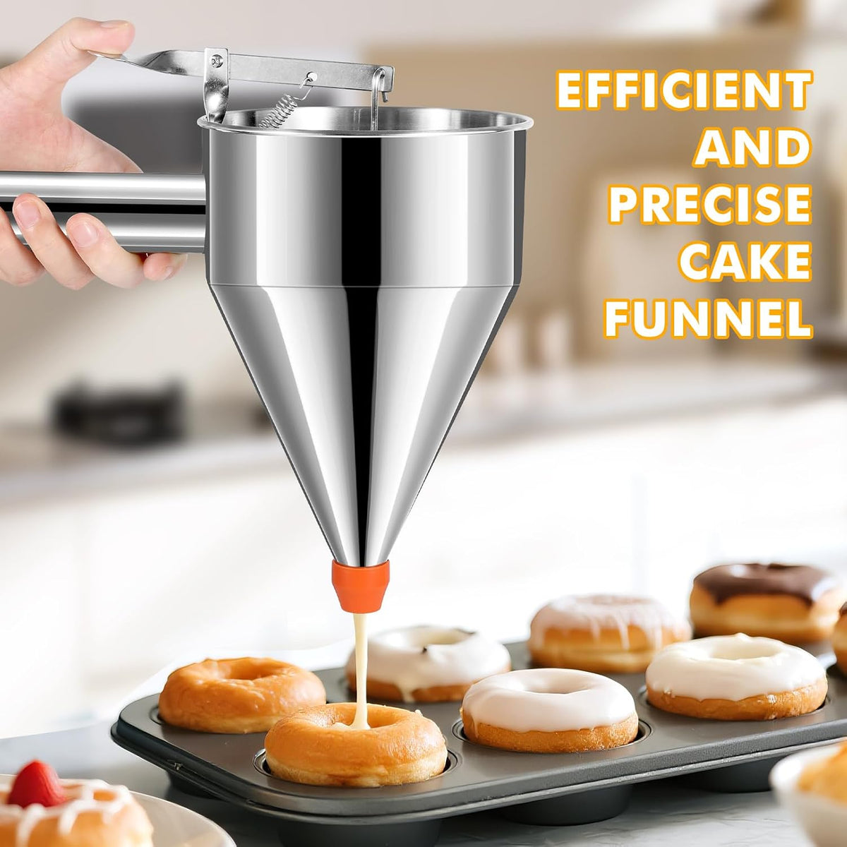 Stainless Steel Pancake Batter Dispenser, Multi-Nozzle, 40 oz
