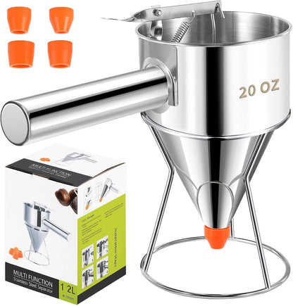 Stainless Steel Pancake Batter Dispenser, Multi-Nozzle, 40 oz