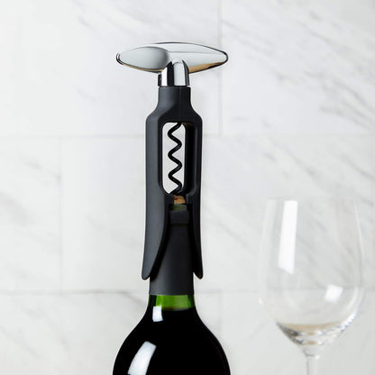 Self Pulling Corkscrew Wine Opener, Durable Plastic with Easy Turn Chrome Handle, Wine Bottle Opener for Bartenders, Home Bar Tools, Bar Cart Accessories, Kitchen Essentials, Set of 1, Black
