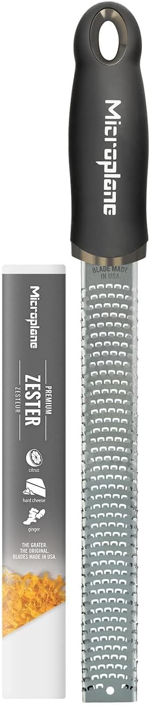 Premium Classic Series Zester 18/8, Black - Lemon Zester & Cheese Grater & Vegetable Grater - Citrus, Parmesan Cheese, Garlic, Ginger, Nutmeg, Chocolate - Stainless Steel Grater