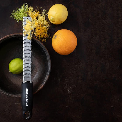Premium Classic Series Zester 18/8, Black - Lemon Zester & Cheese Grater & Vegetable Grater - Citrus, Parmesan Cheese, Garlic, Ginger, Nutmeg, Chocolate - Stainless Steel Grater