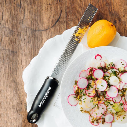 Premium Classic Series Zester 18/8, Black - Lemon Zester & Cheese Grater & Vegetable Grater - Citrus, Parmesan Cheese, Garlic, Ginger, Nutmeg, Chocolate - Stainless Steel Grater