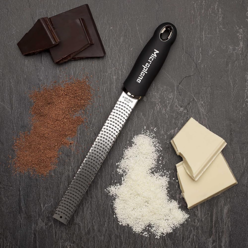 Premium Classic Series Zester 18/8, Black - Lemon Zester & Cheese Grater & Vegetable Grater - Citrus, Parmesan Cheese, Garlic, Ginger, Nutmeg, Chocolate - Stainless Steel Grater