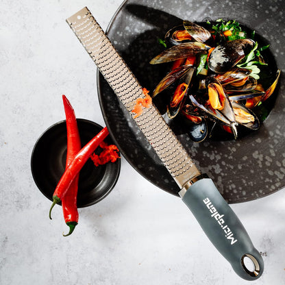 Premium Classic Series Zester 18/8, Black - Lemon Zester & Cheese Grater & Vegetable Grater - Citrus, Parmesan Cheese, Garlic, Ginger, Nutmeg, Chocolate - Stainless Steel Grater