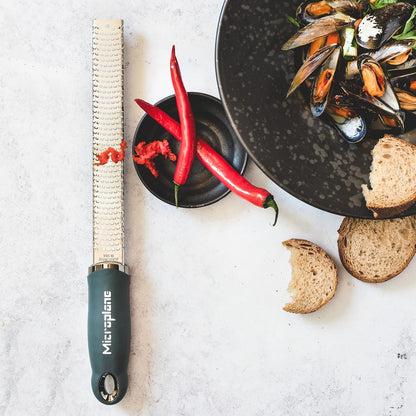 Premium Classic Series Zester 18/8, Black - Lemon Zester & Cheese Grater & Vegetable Grater - Citrus, Parmesan Cheese, Garlic, Ginger, Nutmeg, Chocolate - Stainless Steel Grater