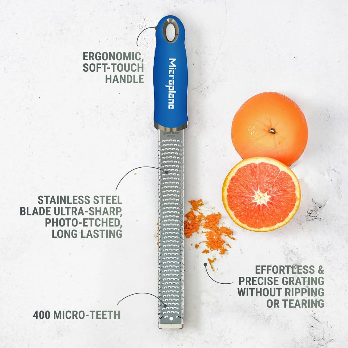 Premium Classic Series Zester 18/8, Black - Lemon Zester & Cheese Grater & Vegetable Grater - Citrus, Parmesan Cheese, Garlic, Ginger, Nutmeg, Chocolate - Stainless Steel Grater