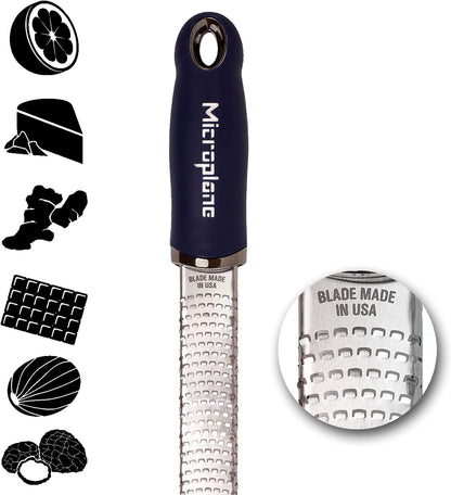 Premium Classic Series Zester 18/8, Black - Lemon Zester & Cheese Grater & Vegetable Grater - Citrus, Parmesan Cheese, Garlic, Ginger, Nutmeg, Chocolate - Stainless Steel Grater