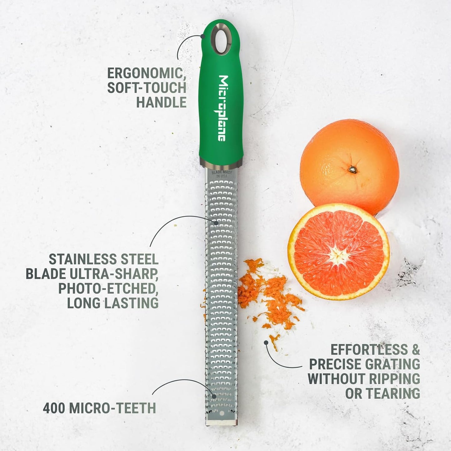 Premium Classic Series Zester 18/8, Black - Lemon Zester & Cheese Grater & Vegetable Grater - Citrus, Parmesan Cheese, Garlic, Ginger, Nutmeg, Chocolate - Stainless Steel Grater