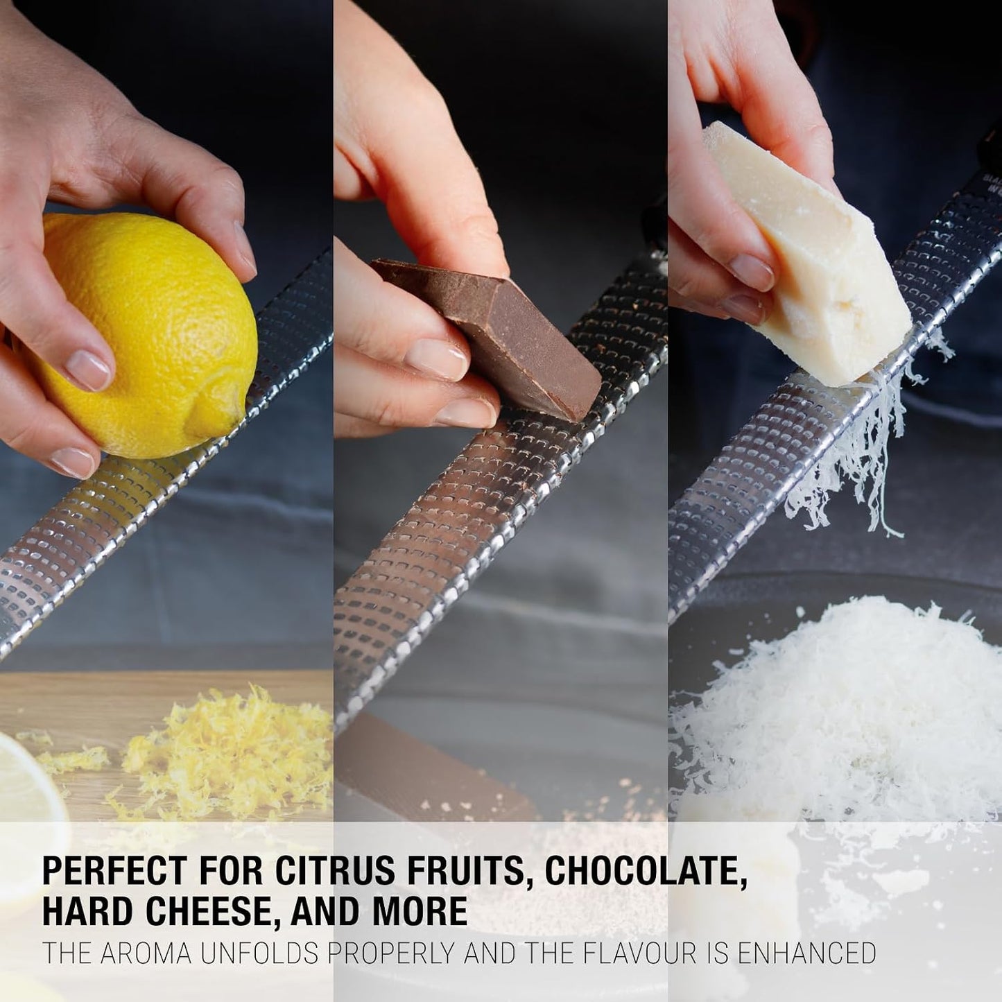 Premium Classic Series Zester 18/8, Black - Lemon Zester & Cheese Grater & Vegetable Grater - Citrus, Parmesan Cheese, Garlic, Ginger, Nutmeg, Chocolate - Stainless Steel Grater