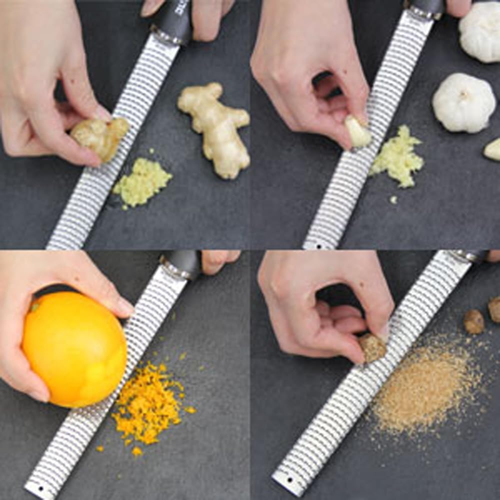 Premium Classic Series Zester 18/8, Black - Lemon Zester & Cheese Grater & Vegetable Grater - Citrus, Parmesan Cheese, Garlic, Ginger, Nutmeg, Chocolate - Stainless Steel Grater
