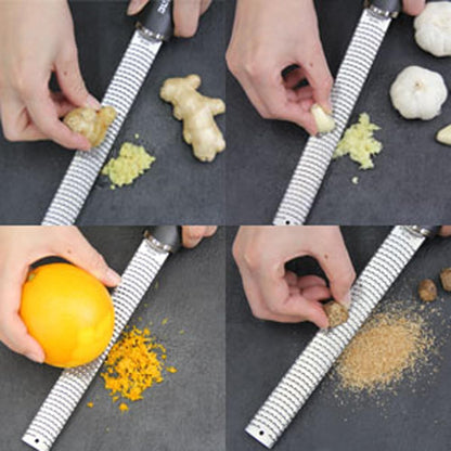 Premium Classic Series Zester 18/8, Black - Lemon Zester & Cheese Grater & Vegetable Grater - Citrus, Parmesan Cheese, Garlic, Ginger, Nutmeg, Chocolate - Stainless Steel Grater