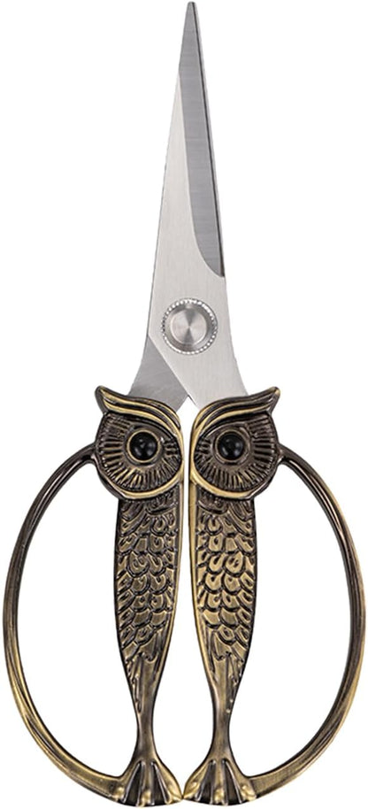 Owl Kitchen Scissors All Purpose, Stainless Steel Heavy Duty Sharp Shears for Meat, Chicken, Fish, Poultry, Herb, Bread (Gun-black, Medium)