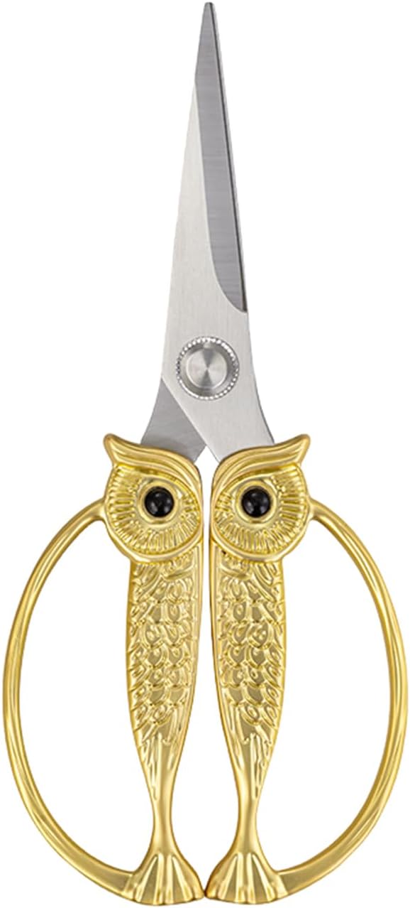 Owl Kitchen Scissors All Purpose, Stainless Steel Heavy Duty Sharp Shears for Meat, Chicken, Fish, Poultry, Herb, Bread (Gun-black, Medium)