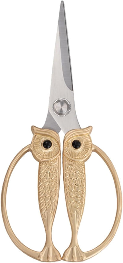 Owl Kitchen Scissors All Purpose, Stainless Steel Heavy Duty Sharp Shears for Meat, Chicken, Fish, Poultry, Herb, Bread (Gun-black, Medium)