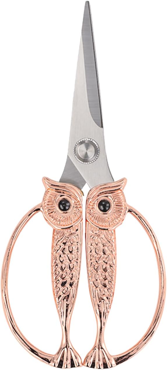 Owl Kitchen Scissors All Purpose, Stainless Steel Heavy Duty Sharp Shears for Meat, Chicken, Fish, Poultry, Herb, Bread (Gun-black, Medium)