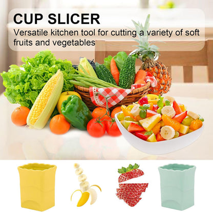 Strawberry Slicer Cup：Fruit Slicer Cup for Strawberry Egg Banana Mushroom Cucumber Kiwi and Veggie Salad Speed Cutter the Kitchen Portable Slicing Tool