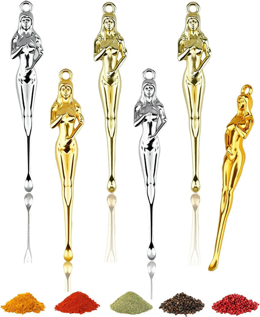 6 PCS Tiny Spoons, Mini Spoon, Small Metal Shovel Spoons | Necklace Charms Decorative Pendant, Little Measuring Spoon for Salt Spice Jewelry Key chain