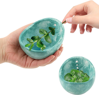 Pottery Herb Stripper Bowl, Handmade Herb Stripper Ceramic Bowl with 4-Slot Different Hole Sizes for Kale, Herbs & Broccoli, Efficient Peeling Off the Leafy Assembly(White)