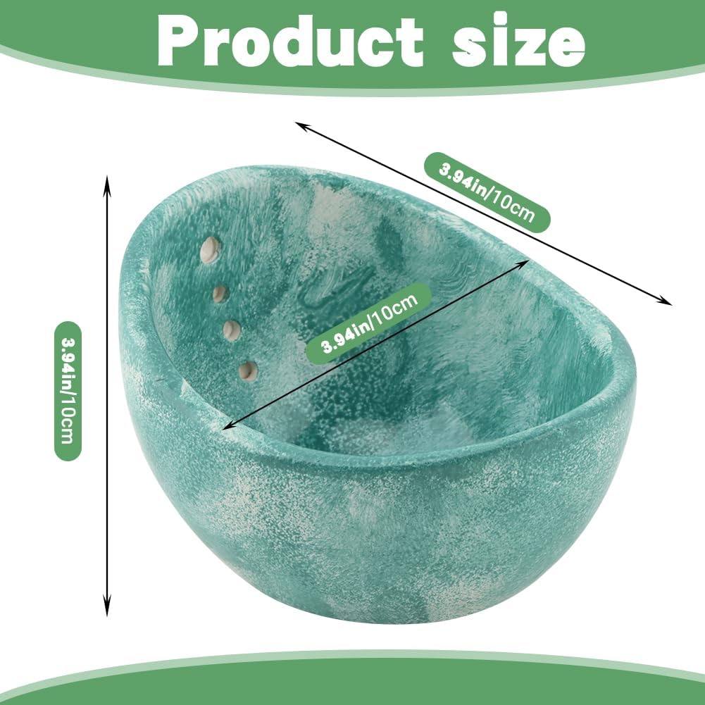 Pottery Herb Stripper Bowl, Handmade Herb Stripper Ceramic Bowl with 4-Slot Different Hole Sizes for Kale, Herbs & Broccoli, Efficient Peeling Off the Leafy Assembly(White)