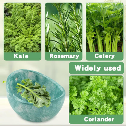 Pottery Herb Stripper Bowl, Handmade Herb Stripper Ceramic Bowl with 4-Slot Different Hole Sizes for Kale, Herbs & Broccoli, Efficient Peeling Off the Leafy Assembly(White)