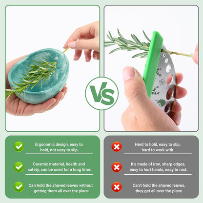 Pottery Herb Stripper Bowl, Handmade Herb Stripper Ceramic Bowl with 4-Slot Different Hole Sizes for Kale, Herbs & Broccoli, Efficient Peeling Off the Leafy Assembly(White)