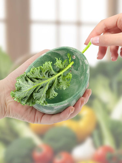 Pottery Herb Stripper Bowl, Handmade Herb Stripper Ceramic Bowl with 4-Slot Different Hole Sizes for Kale, Herbs & Broccoli, Efficient Peeling Off the Leafy Assembly(White)