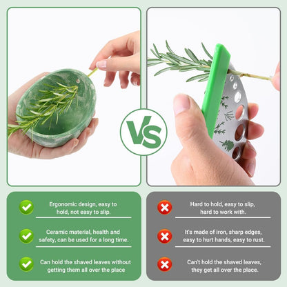 Pottery Herb Stripper Bowl, Handmade Herb Stripper Ceramic Bowl with 4-Slot Different Hole Sizes for Kale, Herbs & Broccoli, Efficient Peeling Off the Leafy Assembly(White)