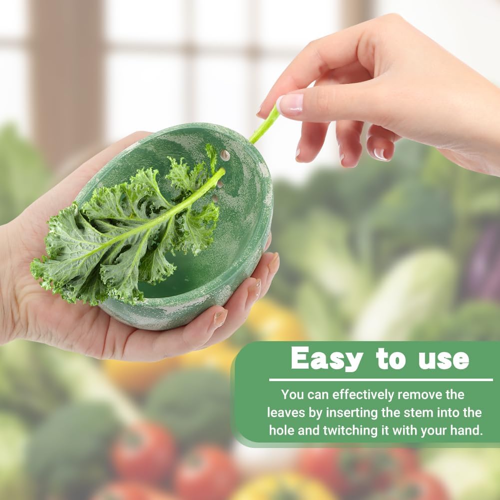 Pottery Herb Stripper Bowl, Handmade Herb Stripper Ceramic Bowl with 4-Slot Different Hole Sizes for Kale, Herbs & Broccoli, Efficient Peeling Off the Leafy Assembly(White)