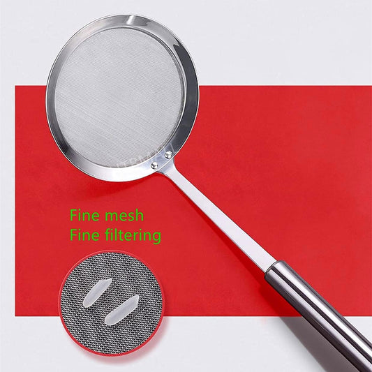 Skimmer Spoon, Stainless Steel Spider Strainer Skimmer Spoon Grease Fine Mesh Strainer Skimmers Spoons for Cooking Frying Skimming Grease, Foam and Gravy