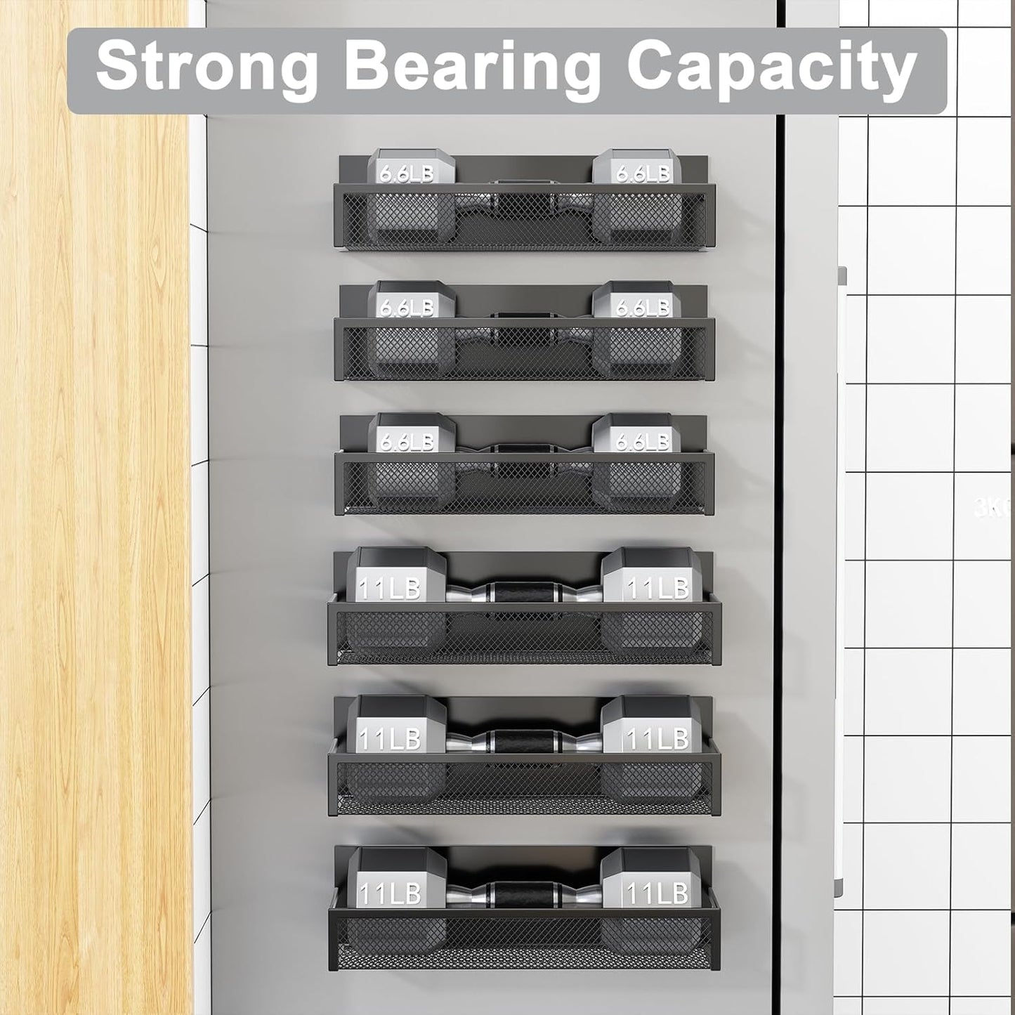 Magnetic Spice Rack for Refrigerator, 2 Pack Magnetic Shelf, Fridge Magnet Organizer with Moveable 4 Hooks, Magnetic Fridge Shelf for Kitchen Organization and Storage (2 Pack)