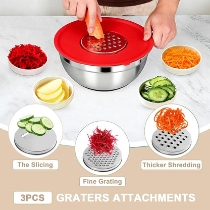 Mixing Bowls with Airtight Lids Set, Non-Slip Silicone Bottoms, Khaki